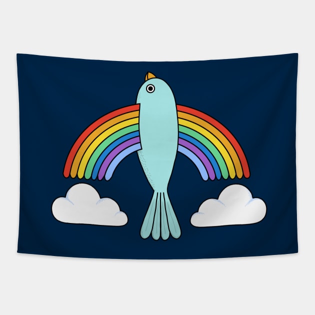 Rainbow Bird Tapestry by coffeeman