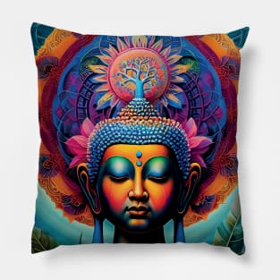 Buddha tree of life mandala Pillow