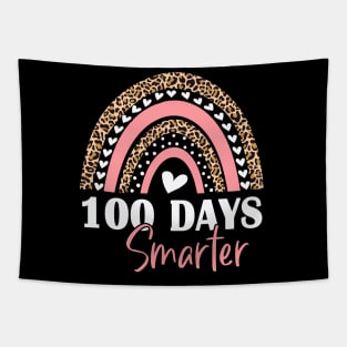 100 Days Smarter Happy 100th Days of School Rainbow Leopard Tapestry