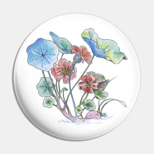 Nasturtium watercolor Pin