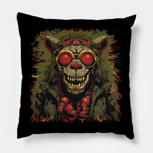 Vintage Design - Green Monster, a Horrifying Illustration. Pillow