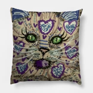 colorful abstract cat Pillow