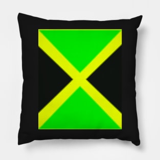 Jamaican flag black green and gold Pillow