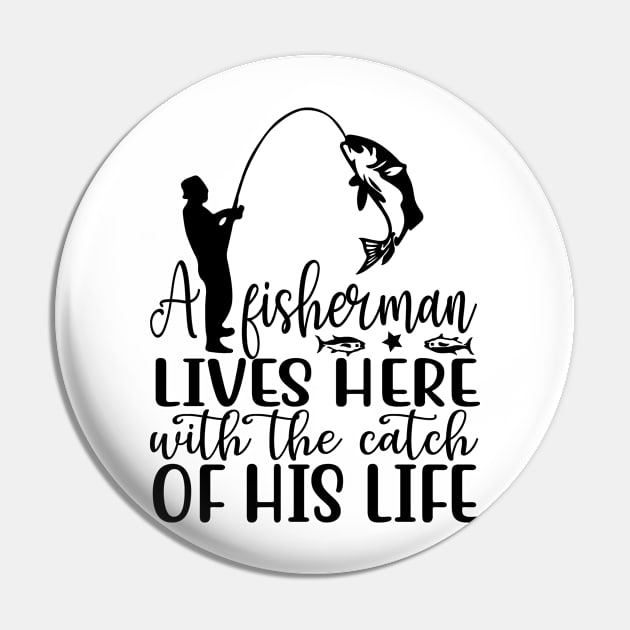 Wishing I Was Fishing - Less Talk More Fishing - Gift For Fishing Lovers, Fisherman - Black And White Simple Font Pin by Famgift