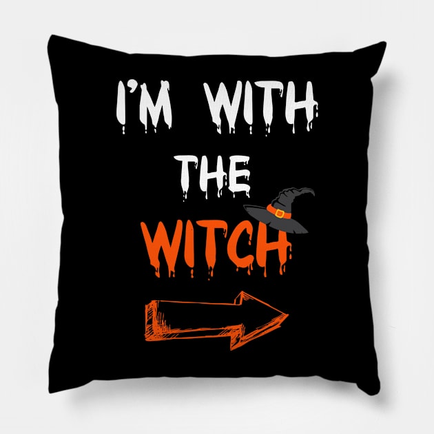 Halloween Shirts For Men I'm With The Witch Funny Halloween T-Shirt Pillow by Pannolinno