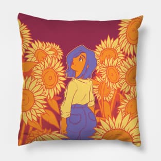 Sunflowers and sunset Pillow