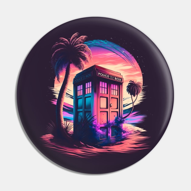 Vaporwave Tardis Pin by NeonOverdrive