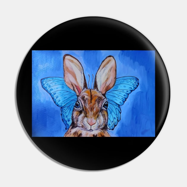 Cute Bunny Butterfly Pin by candimoonart