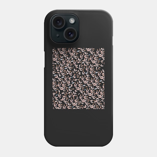 Small pattern of leaves with purple background Phone Case by Slownessi