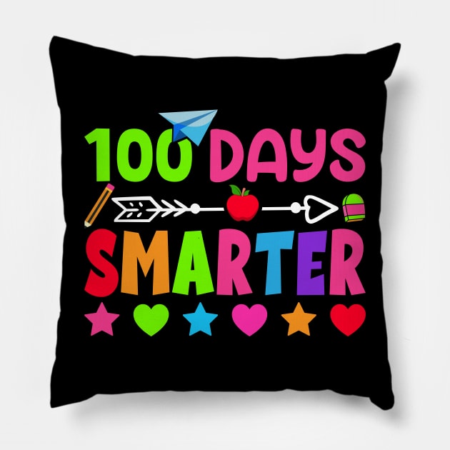 100th Day of School Teacher 100 Days Smarter Rainbow Pillow by uglygiftideas