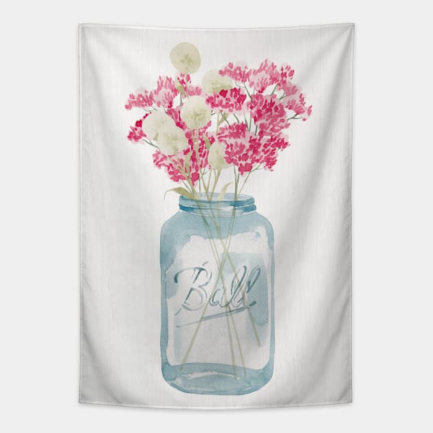 Mason Jar Florals Tapestry by KristieMillan