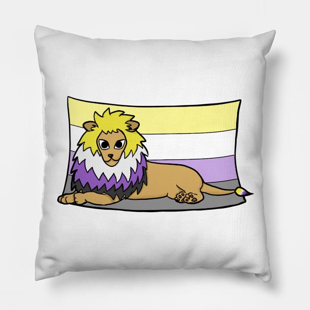 Nonbinary Pride Lion Pillow by marzipanpond