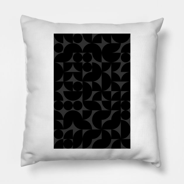 Black Colored Geometric Pattern - Shapes #5 Pillow by Trendy-Now