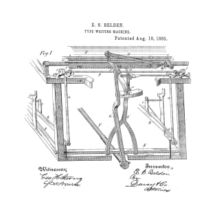 Type Writing Machine Vintage Patent Hand Drawing T-Shirt