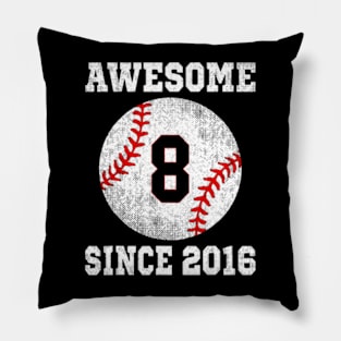 8Th Birthday Baseball Player 8 Years Old Sports Pillow