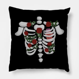 Skeleton ribs (heart and roses) Pillow