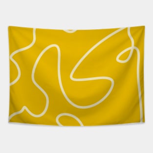 Warm Yellow Abstract Line Art Boho Tapestry