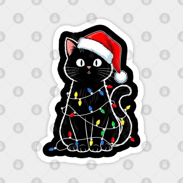 Christmas Cat Tangled in Lights - Funny Holiday Kitten Magnet by UrbanLifeApparel