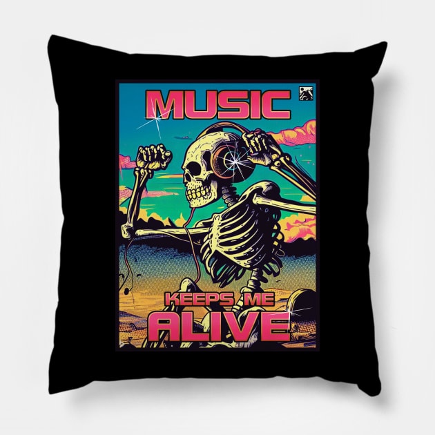 Music Keeps Me Alive Pillow by cloudlanddesigns