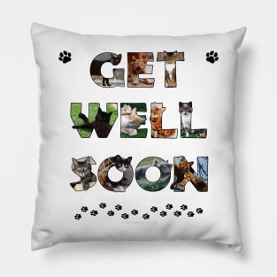 Get Well Soon - mixed cats oil painting word art Pillow