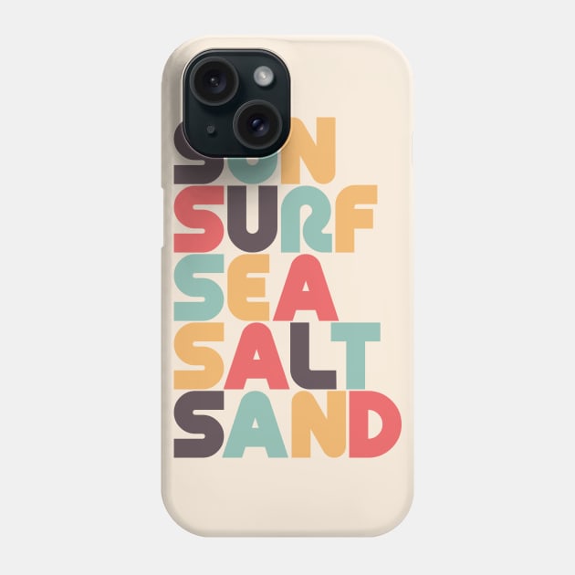 Retro Sun Surf Sea Salt Sand Typography Phone Case by lymancreativeco