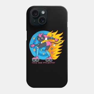 RAD Girl Cat on Rollerskates, Retro Style Phone Case