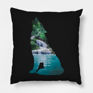 Howling Wolf - Waterfall Pillow