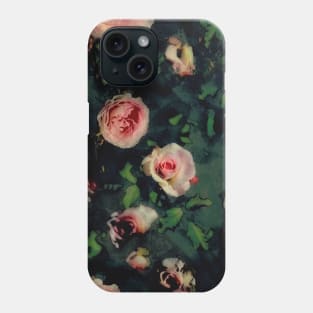 Pink Roses Dark Green Watercolour Graphic Phone Case
