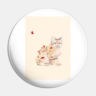 Sand Cat and Red Butterflies Pin