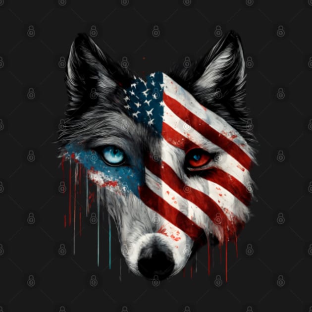 Wolf, american flag, Alaska, Idaho, Michigan, Minnesota, Montana, New Mexico, Utah, Wyoming by ThatSimply!