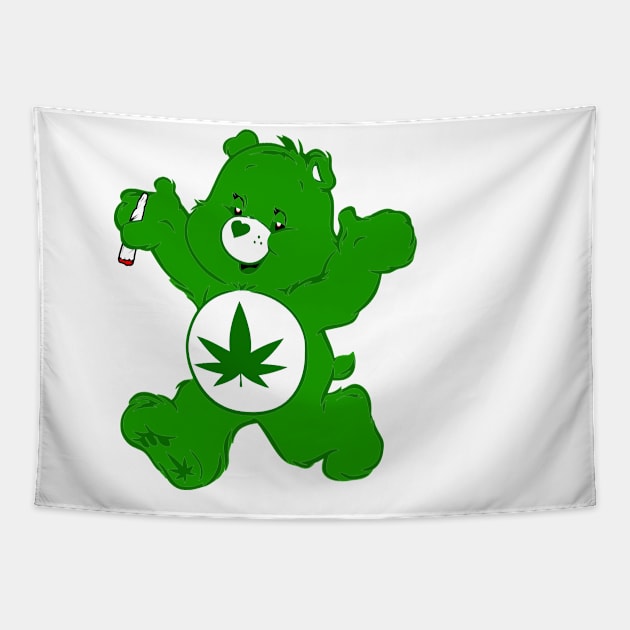 Green Stoner Bear Tapestry by Illustrious Graphics 