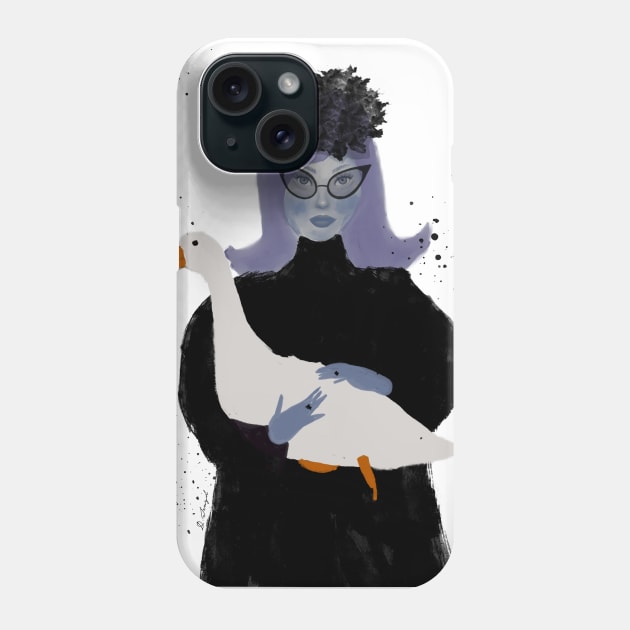 Lady holding a goose Phone Case by Colormyline by Denis Senyol