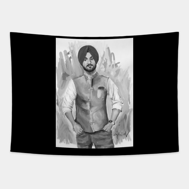 Diljit Dosanjh poster Tapestry by sukhpalgrewal