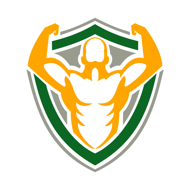 Strongman Flexing Muscles Crest Icon by patrimonio