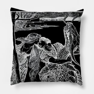 Pre-raphaelite kiss and dragon Pillow