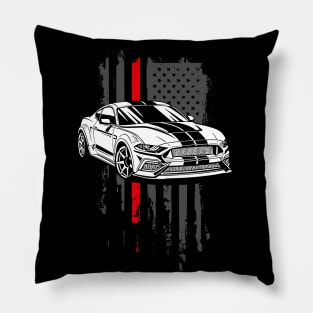 Patriotic American Flag USA V8 Muscle Car Pony Mustang GT Pillow