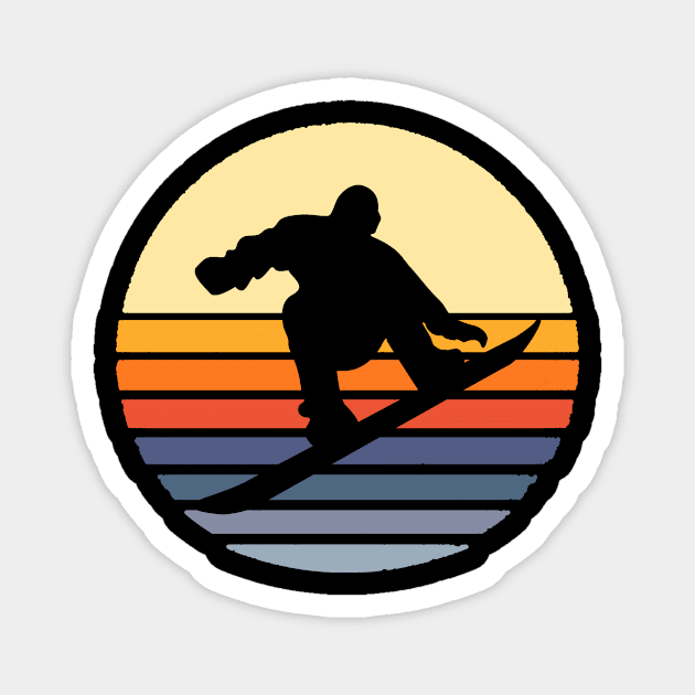 Retro Snowboard Snowboarder Magnet by funkyteesfunny