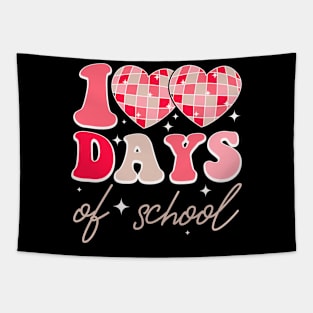 100 Days of School Retro Disco Hearts 100th Day of School Tapestry