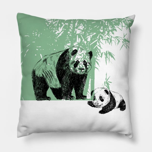 Panda family print Pillow by rachelsfinelines