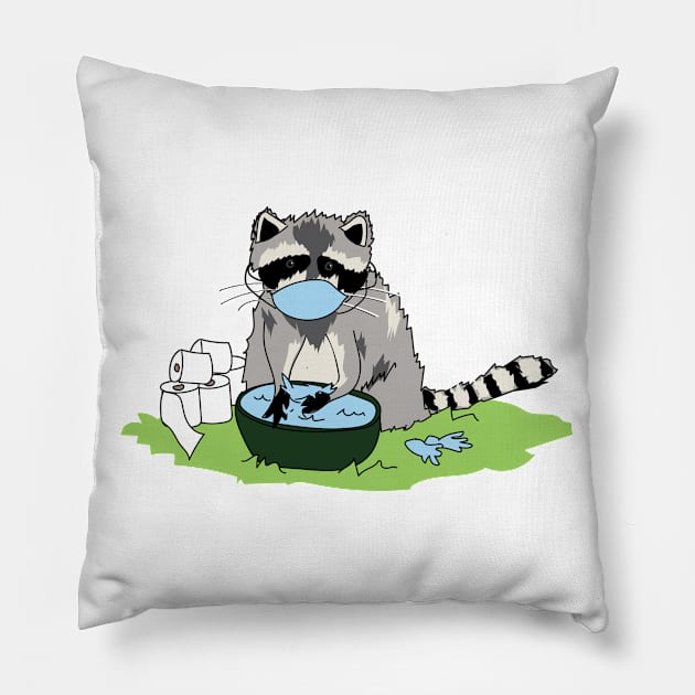 Corona Raccoon Blue Mask Pillow by kristinbell