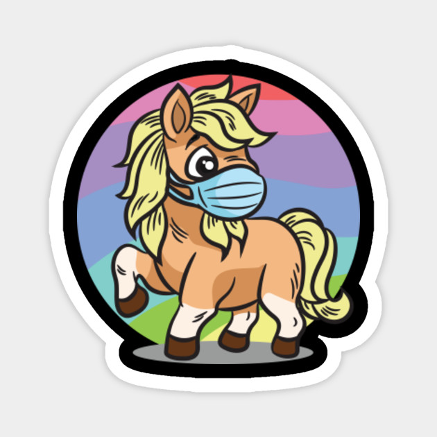 Horse With Face Mask Pony Comic Colorful Cartoon Pony With Face Mask Magnet Teepublic