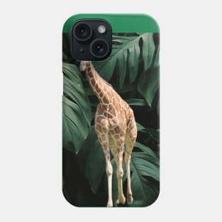 Long Necked Giraffe Surrounded by Green Leaves Phone Case