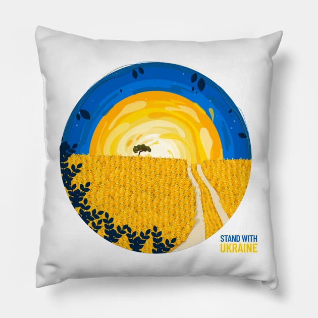 Peaceful View in Ukraine, Stand with Ukraine, Beautiful Landscape View Pillow by Wanderlust Creative Lab