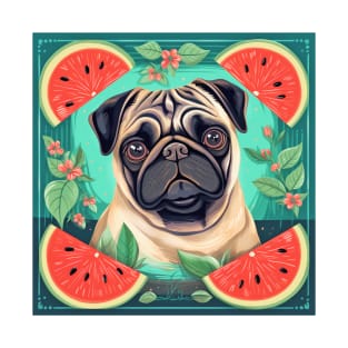 Cute Pug Dog Watermelon All Over Tote Bag T-Shirt