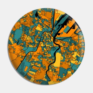 Belfast Map Pattern in Orange & Teal Pin