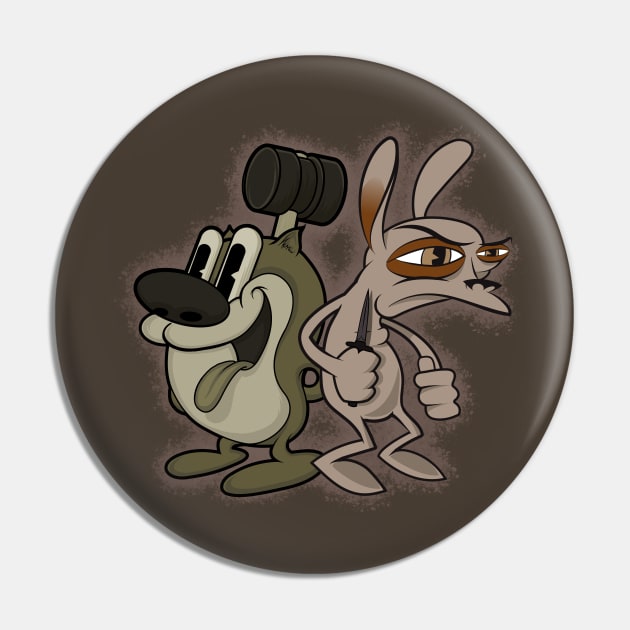 Retro Ren and Stimpy Pin by JCoulterArtist