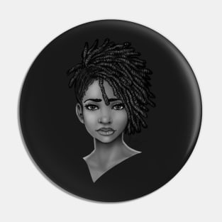 Loc Style | Beautiful Black Woman Portrait Art Pin