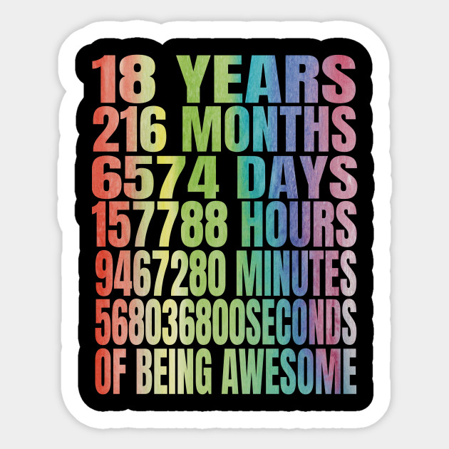 18 Years Old 18th B Day Rainbow Retro Gifts 18th Birthday Gift Sticker Teepublic