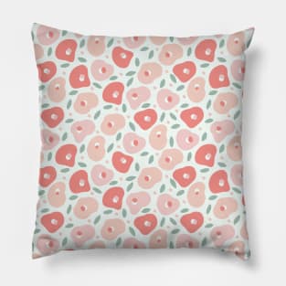 Abstract Floral Pattern Pink, Peach and Light Green Pillow