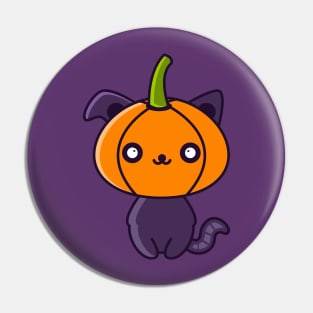 Cute Halloween Character-Cat with Pumpkin Head Pin